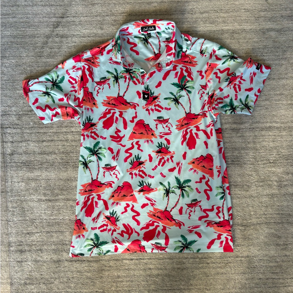 Bad Birdie Vibrant Palm Print Polo | Size L